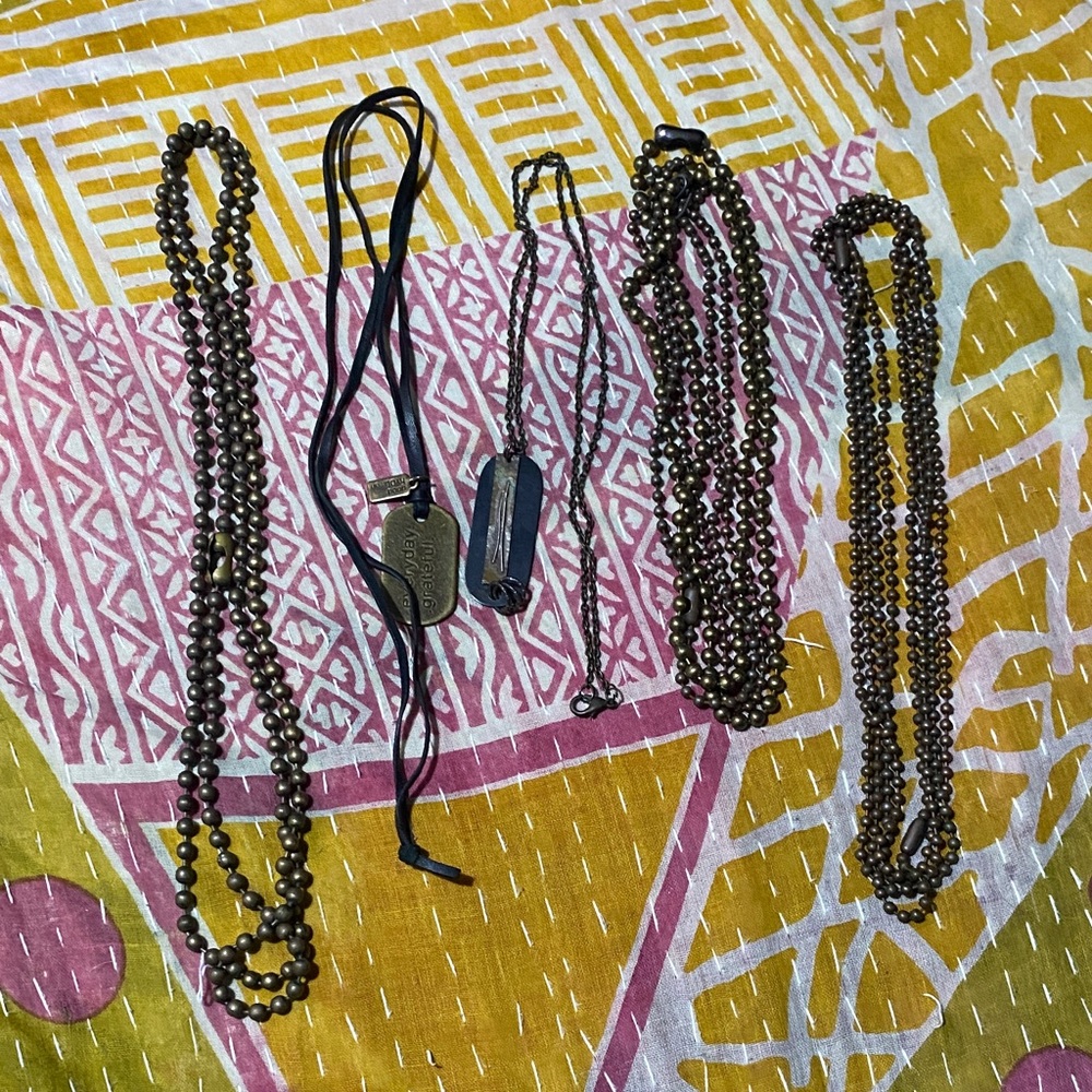 3/$10 Antique Brass Beaded Chain Necklace Set